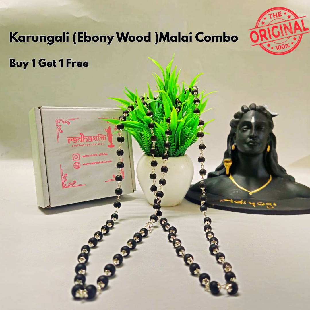 Karungali Rudraksh Mala Silver Plated (Free Bracelet)