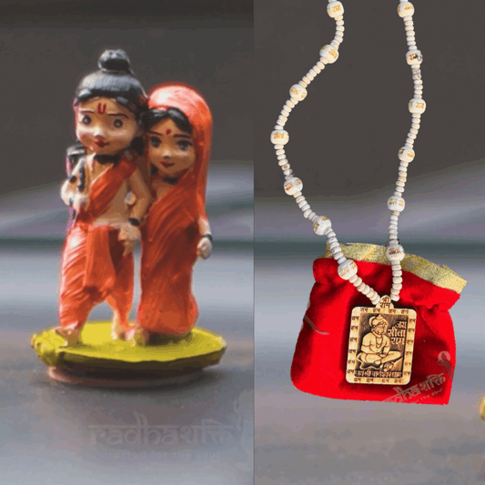 Ram Ji & Sita Ji Idol with Hanuman Ji Tulsi Kanthi Mala