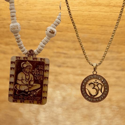 Om Pendant with Hanuman Ji Tulsi Kanthi Mala