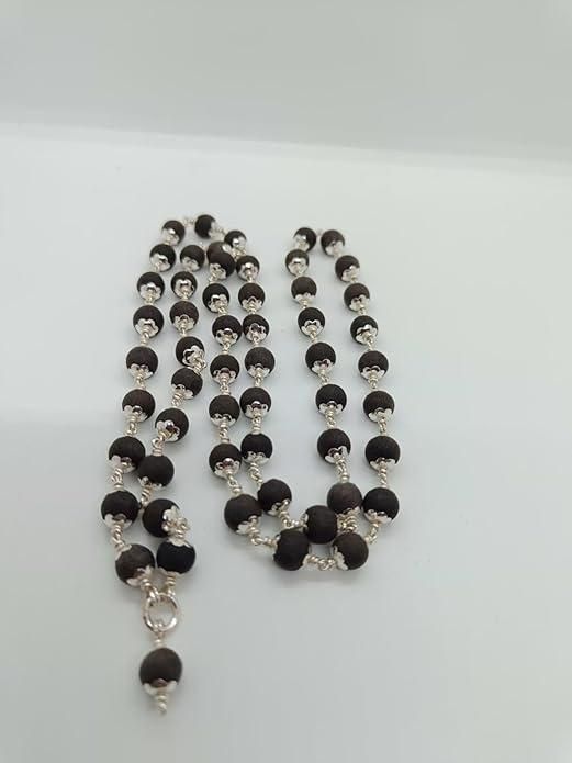 Karungali Malai Silver Cap Necklace